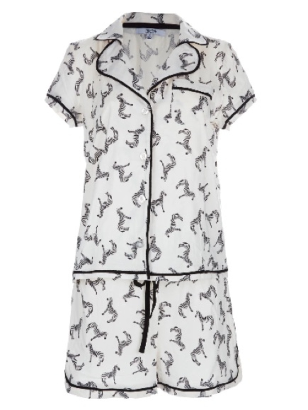 Women’s Cream Zebra-Print Short Pajama Set